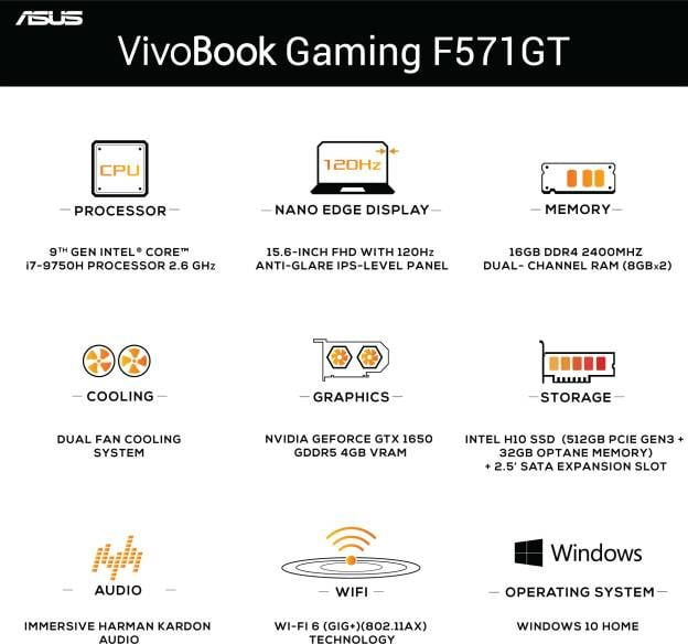 ASUS Asus VivoBook Gaming F571GT-AL318T Laptop (15.6 Inch | Core i7 9th Gen | 16 GB | Windows 10 | 512 GB SSD) - Image 3