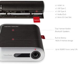 ViewSonic M1+ Portable Smart Wi-Fi Projector | Dual Harman Kardon, MicroSD Card Slot, Bluetooth connectivity |HDMI USB Type C | Built-in Battery |Auto Key Stone |100" Projection Image - Image 5