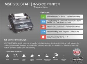 TVS Electronics MSP 250 Star Dot Matrix Printer - Image 3